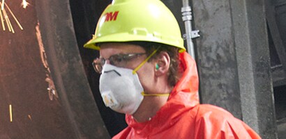 Man wearing PPE Respirator for respiratory protection

